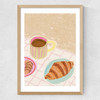 Coffee and Croissant Beige Blush Medium Oak Frame