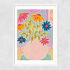 Coneflowers in a Vase Narrow White Frame