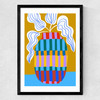 Striped Pot Medium Black Frame