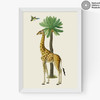 Giraffe and Bird Medium White Frame