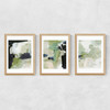 Green Abstract Triptych Medium Oak Frame
