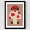 Ladybird And Mushroom Wide Black Frame