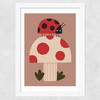 Ladybird And Mushroom Wide White Frame