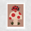 Ladybird And Mushroom Narrow White Frame