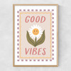 Good Vibes Daisy Narrow Oak Frame