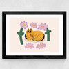 Summer Cat Wide Black Frame