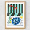 Striped Sardines Wide Oak Frame