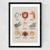 Animal Safari In Stone Medium Black Frame