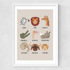 Animal Safari In Stone Medium White Frame