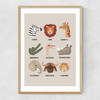 Animal Safari In Stone Narrow Oak Frame