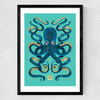 Octopus (Blue) Medium Black Frame