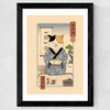Tea Cat Ceremony Wide Black Frame