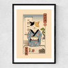 Tea Cat Ceremony Narrow Black Frame