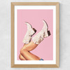 These Boots - Glitter Pink Wide Oak Frame