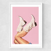 These Boots - Glitter Pink Medium White Frame