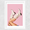 These Boots - Glitter Pink Wide White Frame