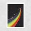 Retro Cosmic Rainbow Roller Skating Unframed Print