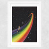 Retro Cosmic Rainbow Roller Skating Wide White Frame