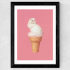 Cat Ice Cream Wide Black Frame