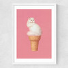 Cat Ice Cream Medium White Frame