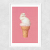 Cat Ice Cream Narrow White Frame