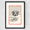 Dog With Plate Medium Black Frame
