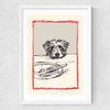 Dog With Plate Medium White Frame