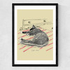 Cat Nap by Poet and Painter Medium Black Frame