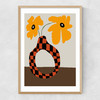 Modern Pottery and Flower Narrow Oak Frame