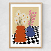 Two Blooming Pottery Medium Oak Frame