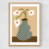 Party Floral Pottery Medium Oak Frame