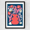 Blushing Flower Pot Medium Black Frame