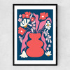 Blushing Flower Pot Narrow Black Frame