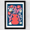 Blushing Flower Pot Wide Black Frame