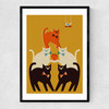 Pyramid of Cats Narrow Black Frame