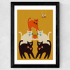 Pyramid of Cats Wide Black Frame