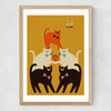 Pyramid of Cats Medium Oak Frame