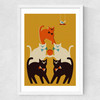 Pyramid of Cats Medium White Frame