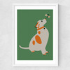 Dog and Butterfly Medium White Frame