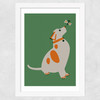 Dog and Butterfly Wide White Frame