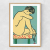 Contemplative Nude Matchbox Narrow Oak Frame
