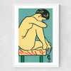 Contemplative Nude Matchbox Medium White Frame