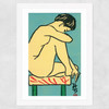 Contemplative Nude Matchbox Wide White Frame