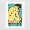 Contemplative Nude Matchbox Narrow White Frame