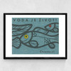 Fish Matchbox Label Medium Black Frame