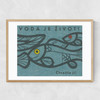 Fish Matchbox Label Narrow Oak Frame