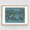 Fish Matchbox Label Medium Oak Frame