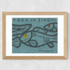 Fish Matchbox Label Wide Oak Frame