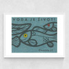 Fish Matchbox Label Medium White Frame