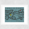 Fish Matchbox Label Wide White Frame